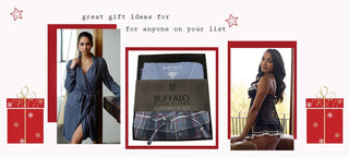 Felina Glenda Shawl Collar Robe, Buffalo Cotton & Flannel Set, Jezebel Ruffles Galore Babydoll w/ Matching Hipster