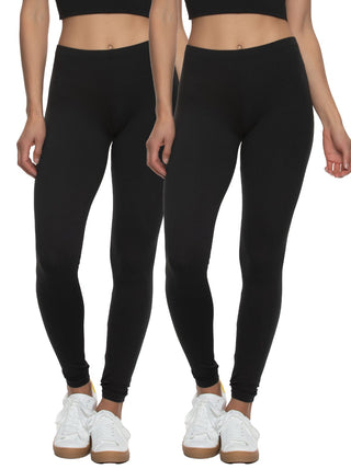 Velvety Soft Lightweight Leggings 2-Pack in black. 