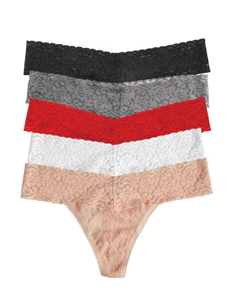 Signature Stretch Lace Low Rise Thong 5-Pack