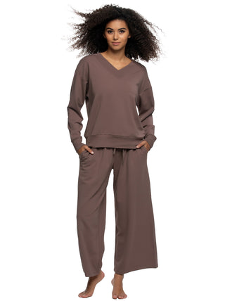 Kimora V-Neck Sweatshirt & Wide Leg Pant